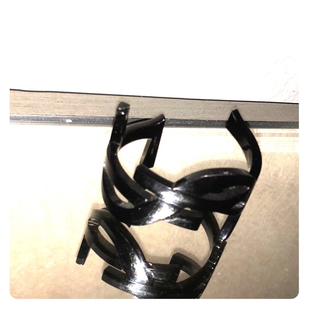 YSL Logo Cuff Bracelet, Black